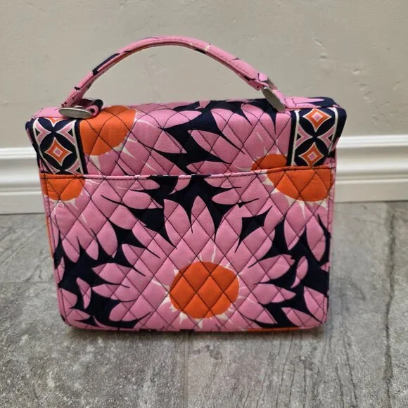 Vera Bradley Loves Me Pattern BLUE & PINK Julia Purse Turn Lock Detachable Strap - Picture 3 of 11